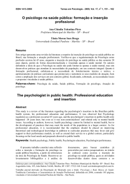 O psicólogo na saúde pública: formação e inserção