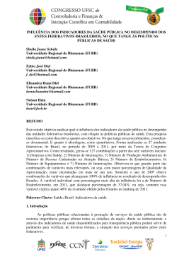 INFLU&Ecirc;NCIA DOS INDICADORES DA SA&Uacute;DE P&Uacute;BLICA NO