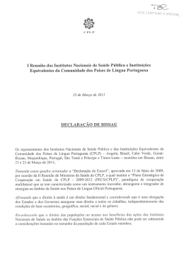 I Reuni&atilde;o dos institutos Nacionais de Sa&uacute;de P&uacute;blica e