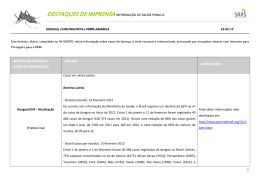 IMPRENSA - INFORMAÇÃO DE SAÚDE PÚBLICA
