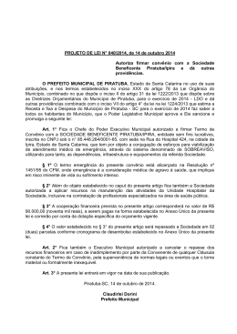Projeto de Lei Nº 40/2.014 - Câmara de Vereadores de Piratuba