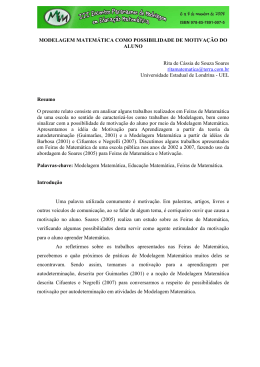 Modelagem Matem&aacute;tica como Possibilidade de Motiva&ccedil;&atilde;o do