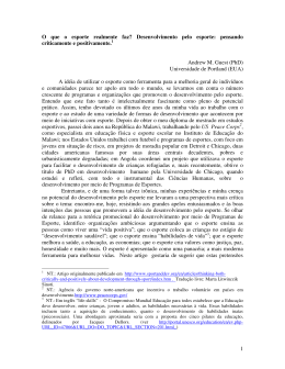 1 O que o esporte realmente faz? Desenvolvimento pelo esporte
