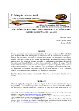 1 EDUCA&Ccedil;&Atilde;O (F&Iacute;SICA) INFANTIL: A CORPOREIDADE E A
