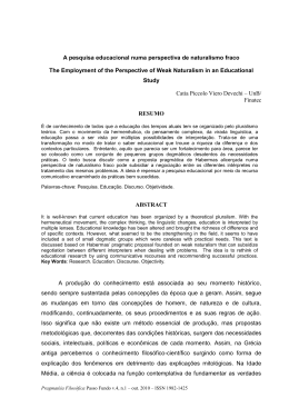 A pesquisa educacional numa perspectiva de naturalismo fraco