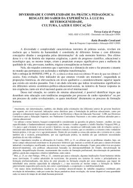 diversidade e complexidade da pr&aacute;tica pedag&oacute;gica: resgate