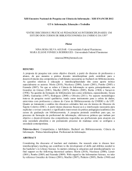 XIII ENANCIB 2012 GT 6: Informa&ccedil;&atilde;o, Educa&ccedil;&atilde;o e Trabalho