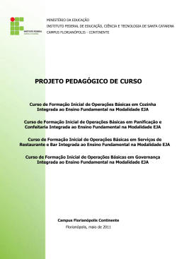 Criação do Curso PROEJA FIC de Formação