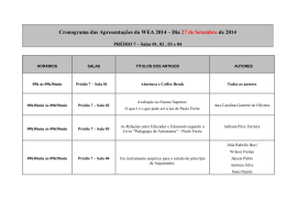 Cronograma das Apresentações do WEA 2014 – Dia 27