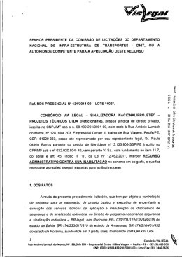 Recurso Administrativo - Impetrante: CONSÓRCIO VIA LEGAL