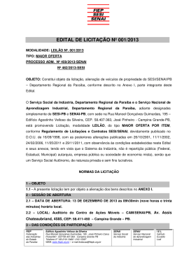 EDITAL DE LICITA&Ccedil;&Atilde;O N&ordm; 001/2013