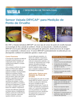 Sensor Vaisala DRYCAP® para Medição de Ponto de Orvalho