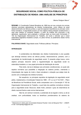 seguridade social como pol&iacute;tica p&uacute;blica de distribui&ccedil;&atilde;o de renda