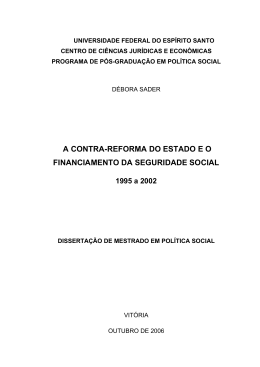 A contra-reforma do Estado e o financiamento da seguridade social