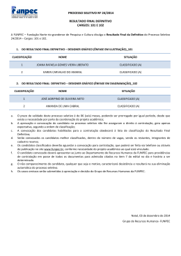 21/01/2015 - Resultado Final Definitivo / Cargos: 101 e 102