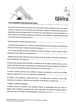 ATA DE REUNI&Atilde;O COM RESULTADO FINAL