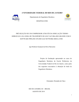 pr&eacute;-sele&ccedil;&atilde;o de um compressor atrav&eacute;s da
