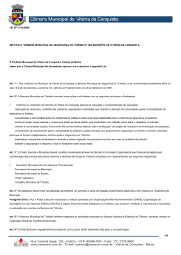 Institui a Semana Municipal de Seguran&ccedil;a no Tr&acirc;nsito