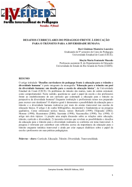 desafios curriculares do pedagogo frente &agrave; educa&ccedil;&atilde;o para o tr&acirc;nsito
