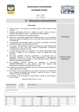 13 &ndash; Bioqu&iacute;mico (farmac&ecirc;utico) - NC