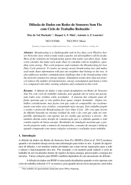 Difus&tilde;ao de Dados em Redes de Sensores Sem Fio com Ciclo de
