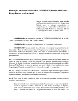 Instru&ccedil;&atilde;o Normativa Interna n&ordm; 01/2015IF Sudeste MG/Proen