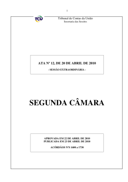 SEGUNDA CÂMARA - Tribunal de Contas da União