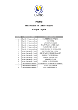 PROUNI Classificados em Lista de Espera C&acirc;mpus Trujillo