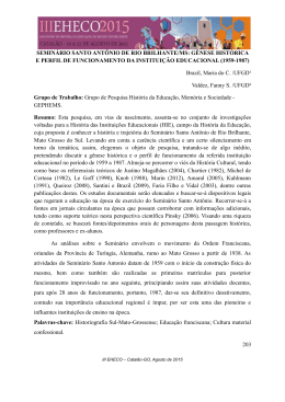 SEMIN&Aacute;RIO SANTO ANT&Ocirc;NIO DE RIO BRILHANTE/MS: G&Ecirc;NESE