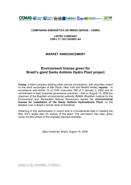 Environment license given for Brazil`s giant Santo Ant&ocirc;nio