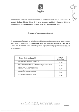 hora de realização da entrevista profissional de selecção