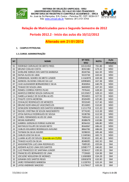 Relação de Ingresssantes Matriculados no - SRCA