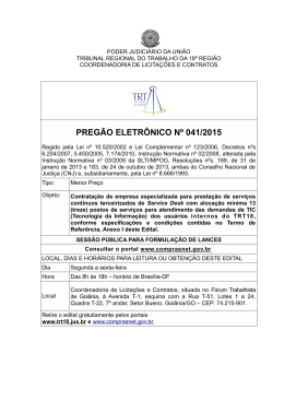 PREG&Atilde;O ELETR&Ocirc;NICO N&ordm; 041/2015