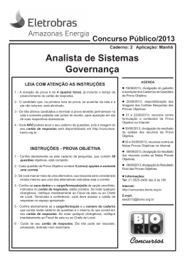 Analista de Sistemas Governan&ccedil;a