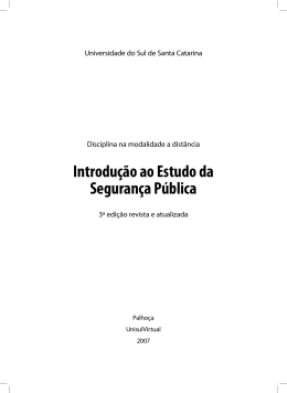 Introdu&ccedil;&atilde;o ao Estudo da Seguran&ccedil;a P&uacute;blica