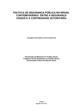pol&iacute;tica de seguran&ccedil;a p&uacute;blica no brasil contempor&acirc;neo
