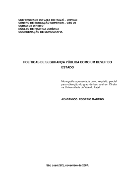 pol&iacute;ticas de seguran&ccedil;a p&uacute;blica como um dever do estado