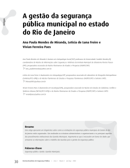 A gestão da segurança - Revista Brasileira de Segurança Pública