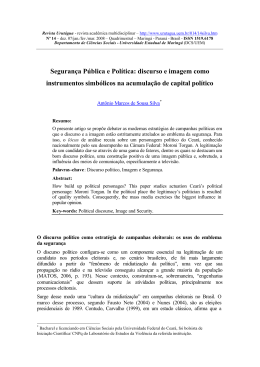 Seguran&ccedil;a P&uacute;blica e Pol&iacute;tica: discurso e imagem como