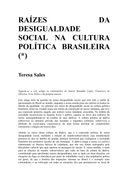 raízes da desigualdade social na cultura política brasileira