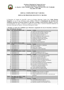Edital complementar n&ordm;. 003/2014 - Prefeitura Municipal de Tangar&aacute;