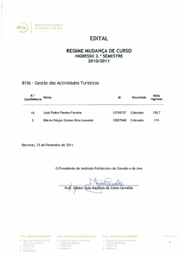 Edital Resultados Mudan&ccedil;as de Curso - SA