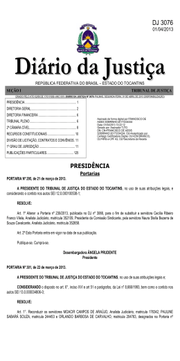 diretoria geral - Tribunal de Justi&ccedil;a do Estado do Tocantins