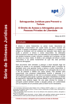 Salvaguardas Jur&iacute;dicas para Prevenir a Tortura O Direito de Acesso