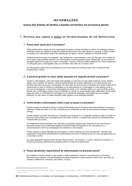 INFORMA&Ccedil;&Otilde;ES acerca dos direitos de feridos e lesados envolvidos