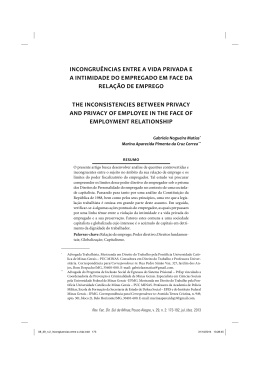 incongru&ecirc;ncias entre a vida privada e a intimidade do