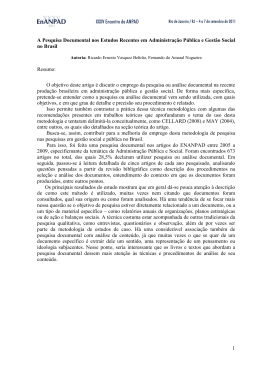 1 A Pesquisa Documental nos Estudos Recentes em