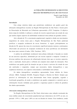 altera&ccedil;&otilde;es demogr&aacute;ficas recentes na Regi&atilde;o Metropolitana