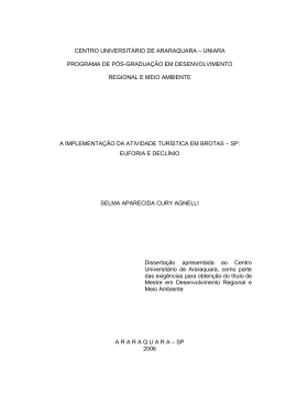 a implementa&ccedil;&atilde;o da atividade tur&iacute;stica em brotas &ndash; sp