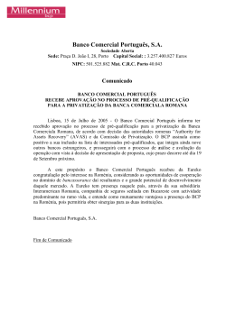 Banco Comercial Português, SA, informa sobre aprovação no